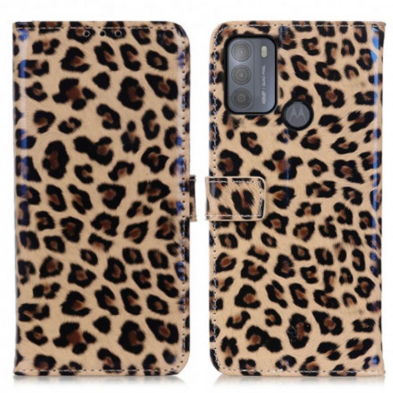 Læder Cover Moto G50 Telefon Etui Leopard