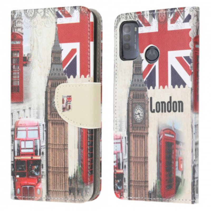 Læder Cover Moto G50 Telefon Etui London Life