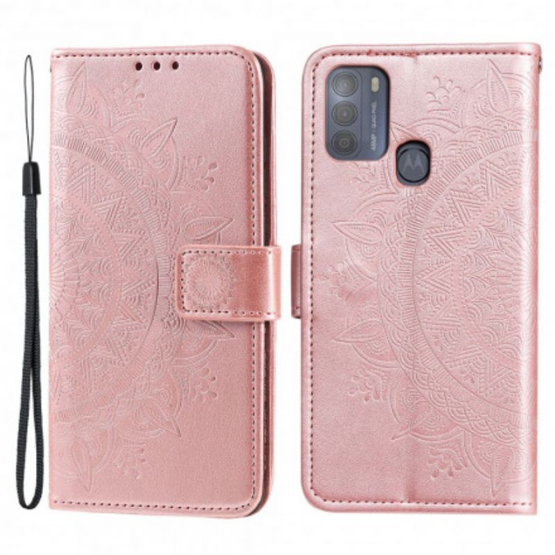 Læder Cover Moto G50 Telefon Etui Mandala Søn