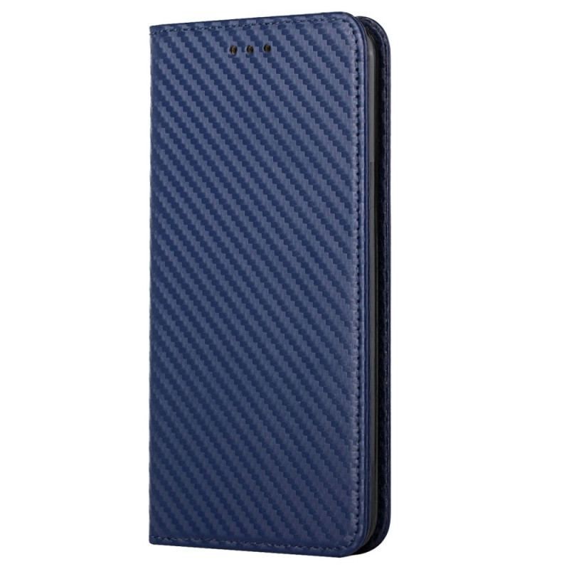 Cover iPhone 14 Med Snor Flip Cover Strappy Carbon Fiber Style