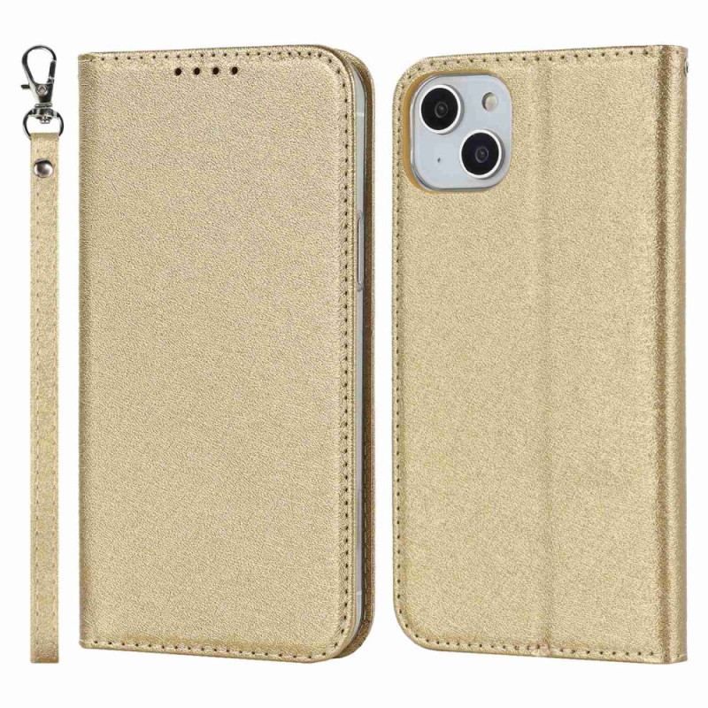 Cover iPhone 14 Med Snor Flip Cover Strappy Silke