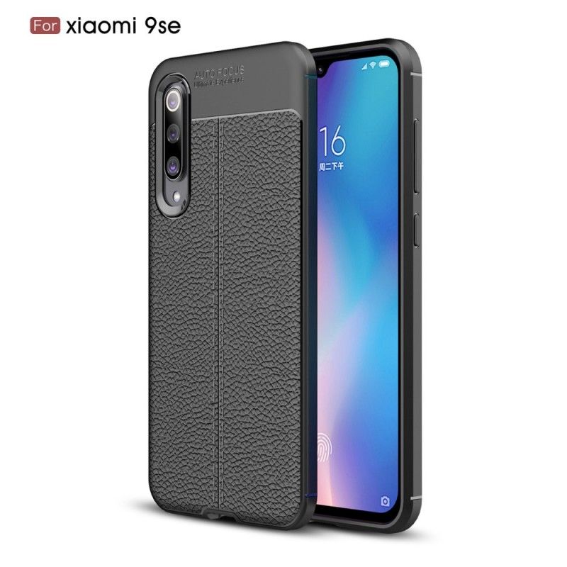 Cover Xiaomi Mi 9 SE Sort Dobbelt Line Lychee Læder Effekt