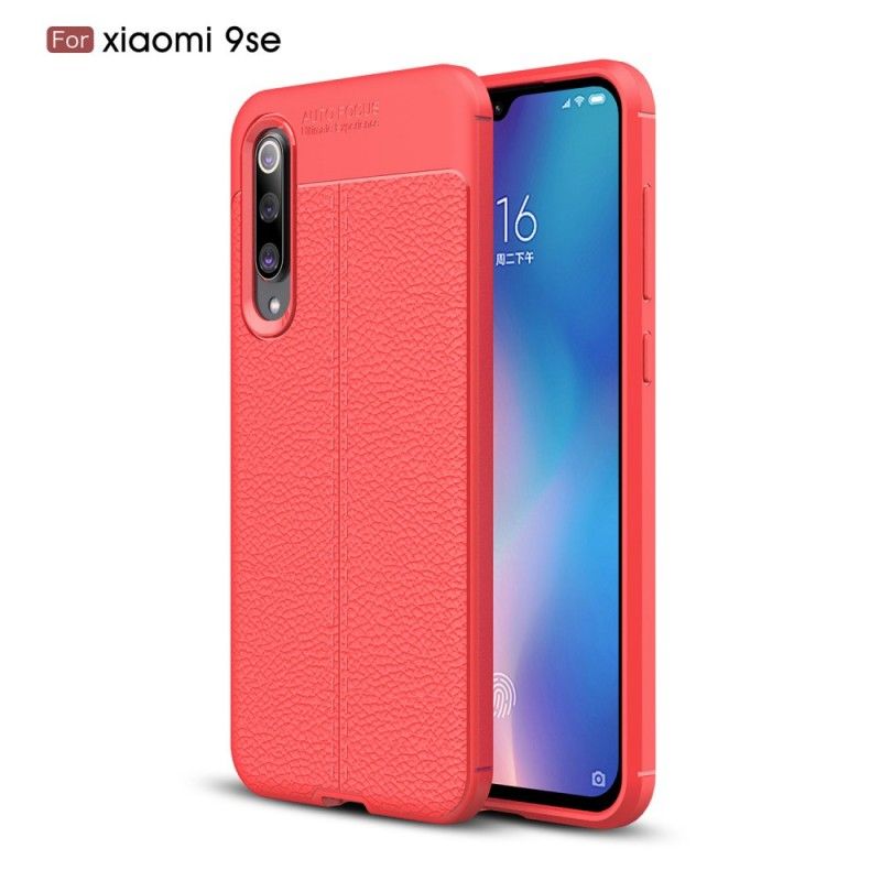 Cover Xiaomi Mi 9 SE Sort Dobbelt Line Lychee Læder Effekt