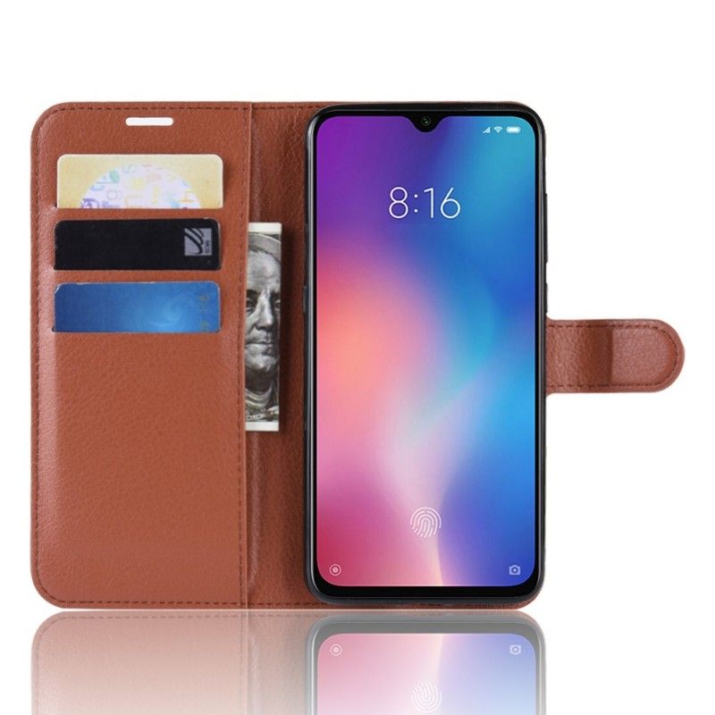 Flip Cover Læder for Xiaomi Mi 9 SE Sort Retro Lychee