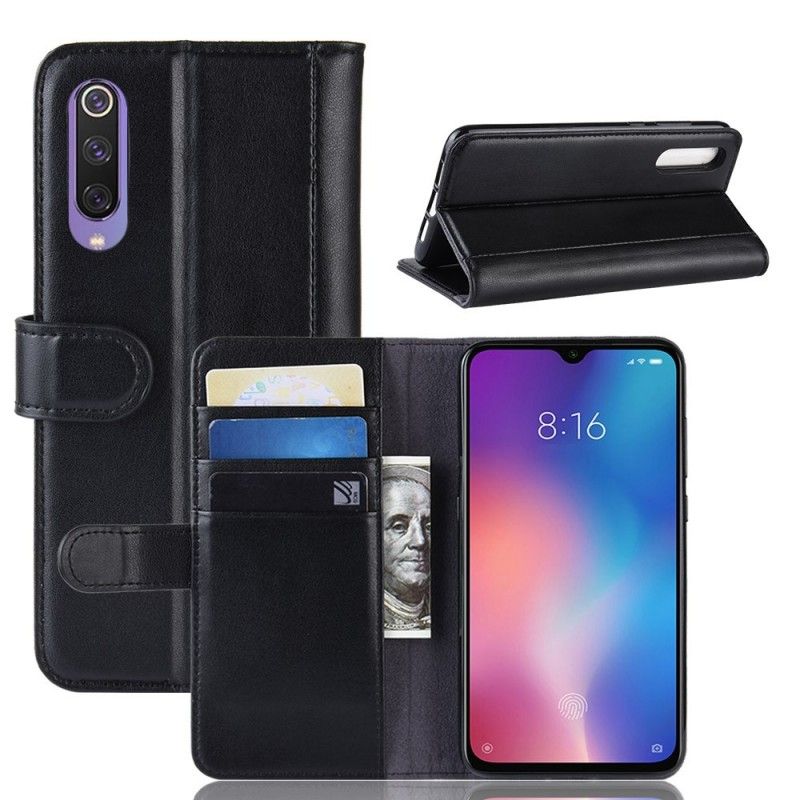 Flip Cover Xiaomi Mi 9 SE Sort Delt Læder