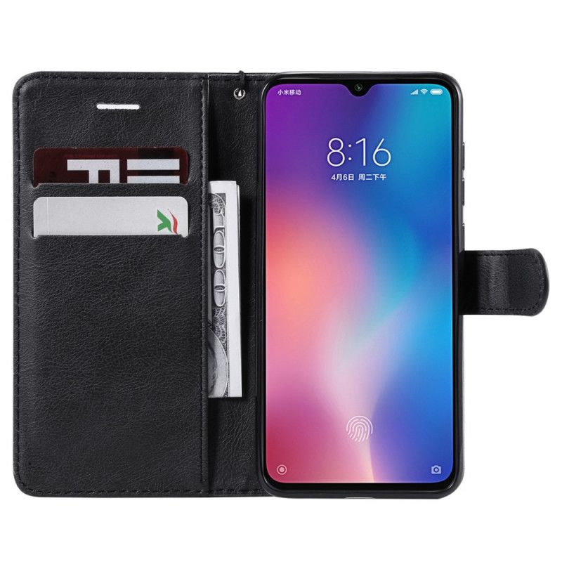 Flip Cover Xiaomi Mi 9 SE Sort Læderremstil