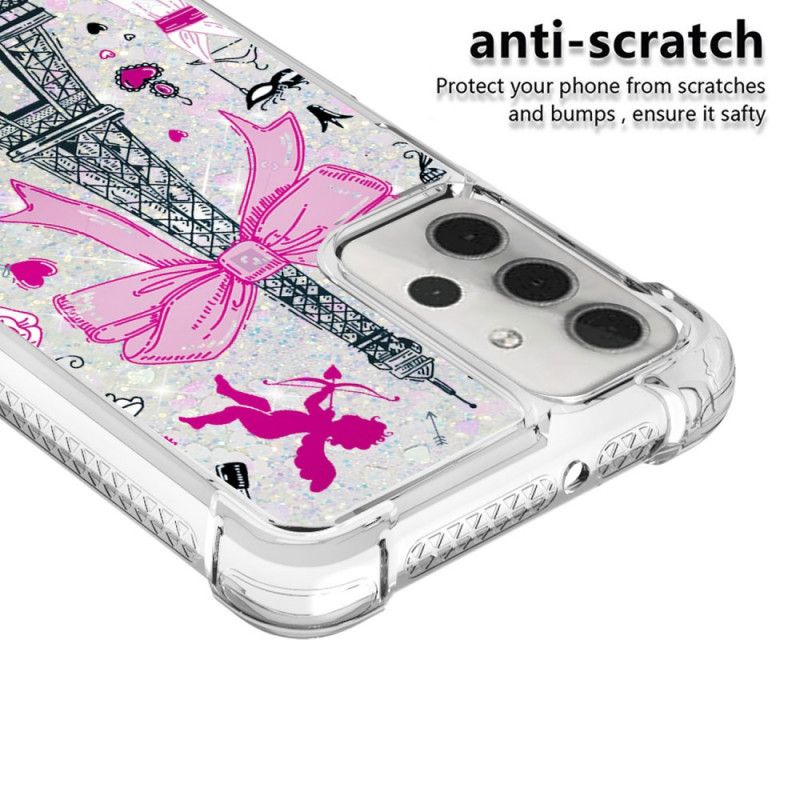 Cover for Samsung Galaxy A32 5G Eiffeltårnet Glitter