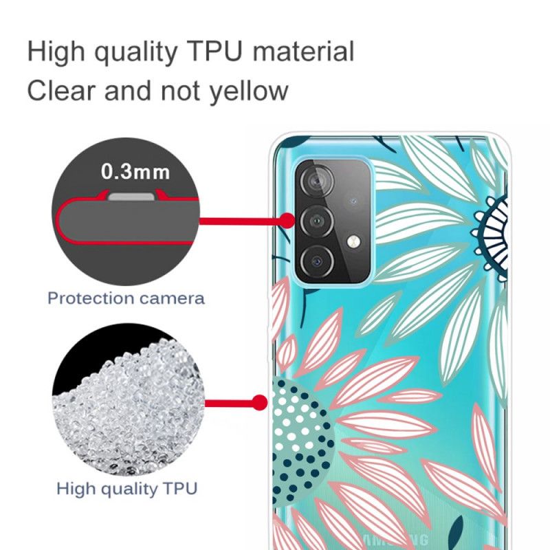 Cover for Samsung Galaxy A32 5G Gennemsigtig En Blomst