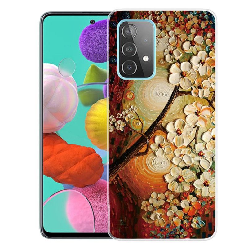 Cover for Samsung Galaxy A32 5G Orange Fleksible Blomster