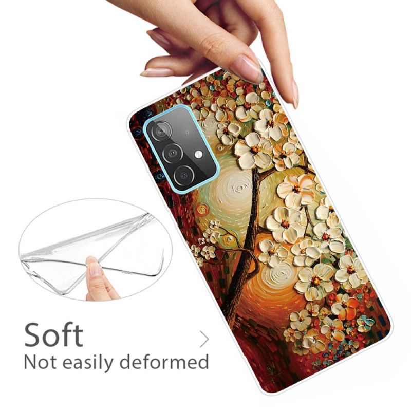 Cover for Samsung Galaxy A32 5G Orange Fleksible Blomster