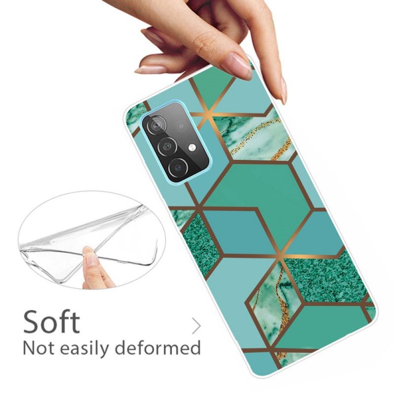 Cover for Samsung Galaxy A32 5G Sort Geometrisk Marmor