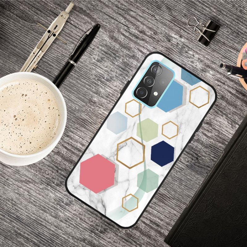 Cover for Samsung Galaxy A32 5G Sort Marmorfarvet Geometri