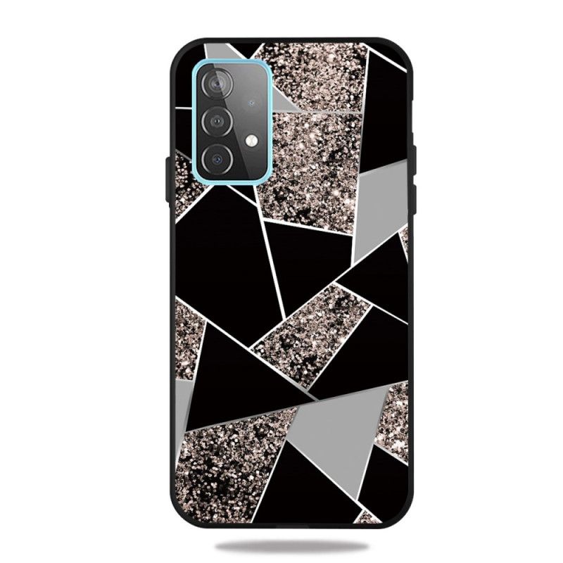 Cover for Samsung Galaxy A32 5G Sort Marmorfarvet Geometri