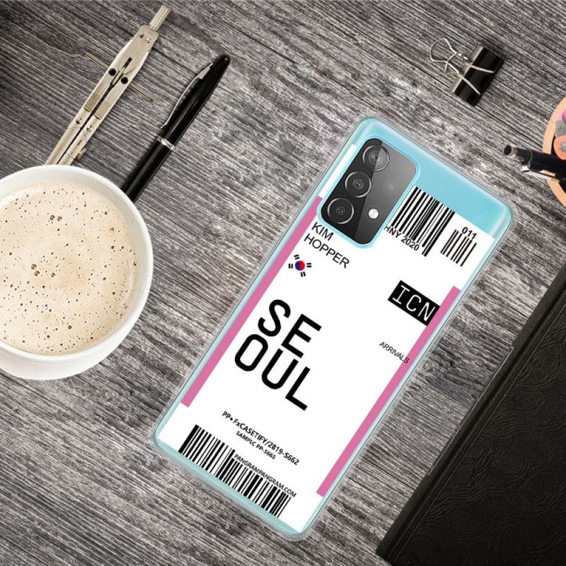 Cover Samsung Galaxy A32 5G Pink Mobilcover Boardingkort Til Seoul