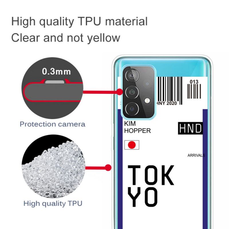 Cover Samsung Galaxy A32 5G Sort Boardingkort Tokyo