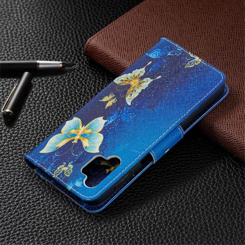 Flip Cover Læder for Samsung Galaxy A32 5G Mørkeblå Kongesommerfugle