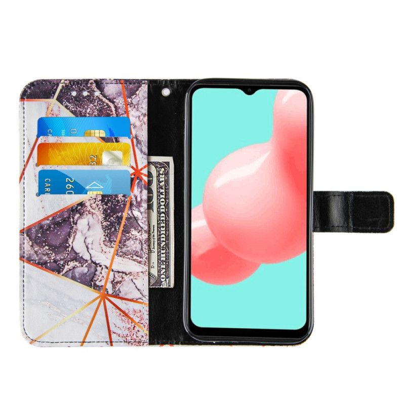 Flip Cover Læder for Samsung Galaxy A32 5G Pink Geometrisk Marmor