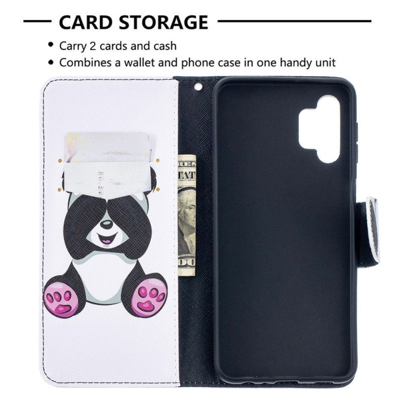 Flip Cover Læder for Samsung Galaxy A32 5G Sjov Panda