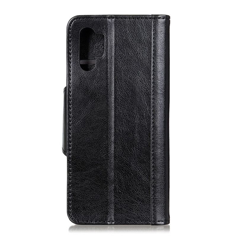 Flip Cover Læder for Samsung Galaxy A32 5G Sort Mat Imiteret Læder Sølvlås