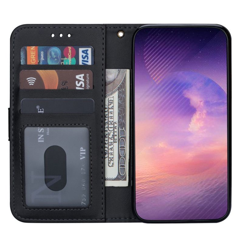 Flip Cover Læder for Samsung Galaxy A32 5G Sort Pengepung Med Rem