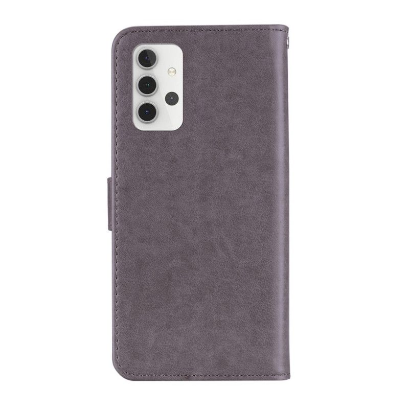 Flip Cover Læder Samsung Galaxy A32 5G Grå Uglemandala Og G-Streng