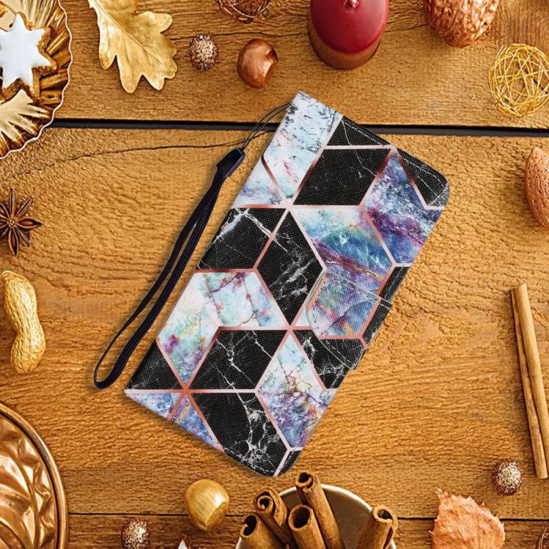 Flip Cover Læder Samsung Galaxy A32 5G Sort Geometrisk Marmor Beskyttelse