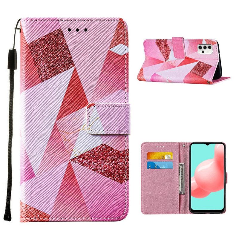 Flip Cover Samsung Galaxy A32 5G Magenta Trekanter Og Glitter