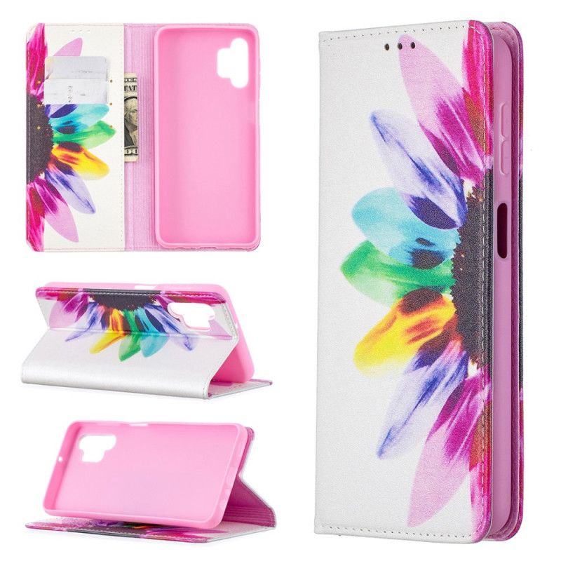 Læder Cover for Samsung Galaxy A32 5G Akvarelblomst