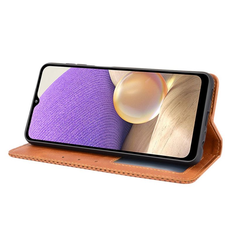 Læder Cover Samsung Galaxy A32 5G Sort Stiliseret Vintage-Lædereffekt