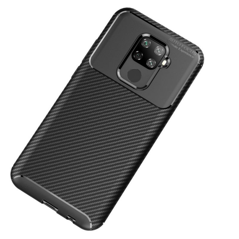 Cover for Huawei Mate 30 Lite Sort Fleksibel Kulfibertekstur