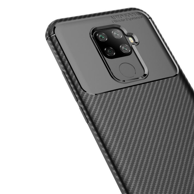 Cover for Huawei Mate 30 Lite Sort Fleksibel Kulfibertekstur