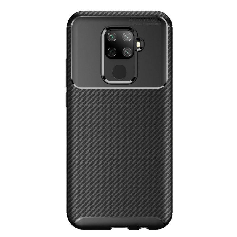 Cover for Huawei Mate 30 Lite Sort Fleksibel Kulfibertekstur