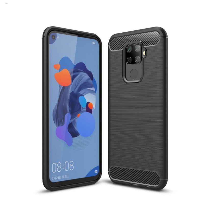 Cover Huawei Mate 30 Lite Sort Børstet Kulfiber