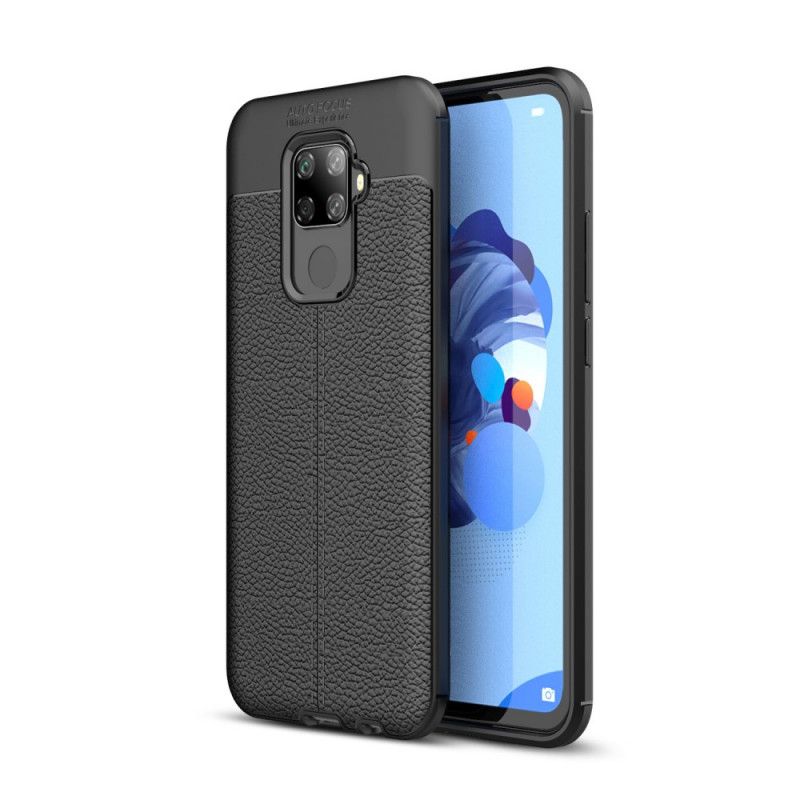 Cover Huawei Mate 30 Lite Sort Mobilcover Dobbeltlinjet Lychee-Lædereffekt