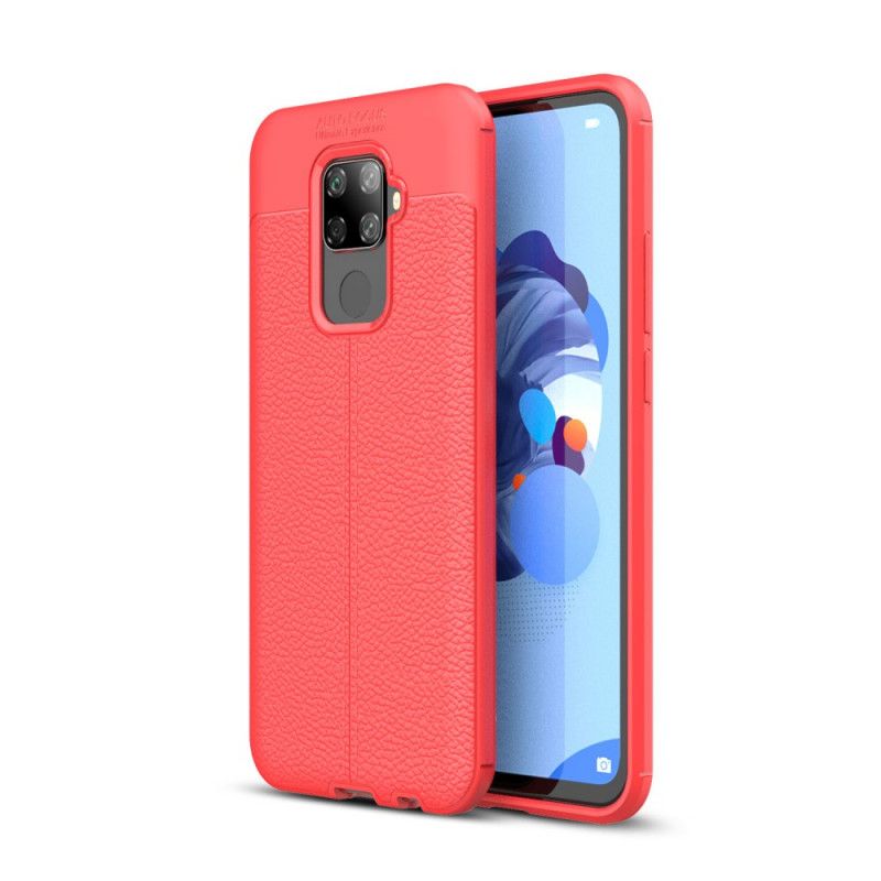 Cover Huawei Mate 30 Lite Sort Mobilcover Dobbeltlinjet Lychee-Lædereffekt