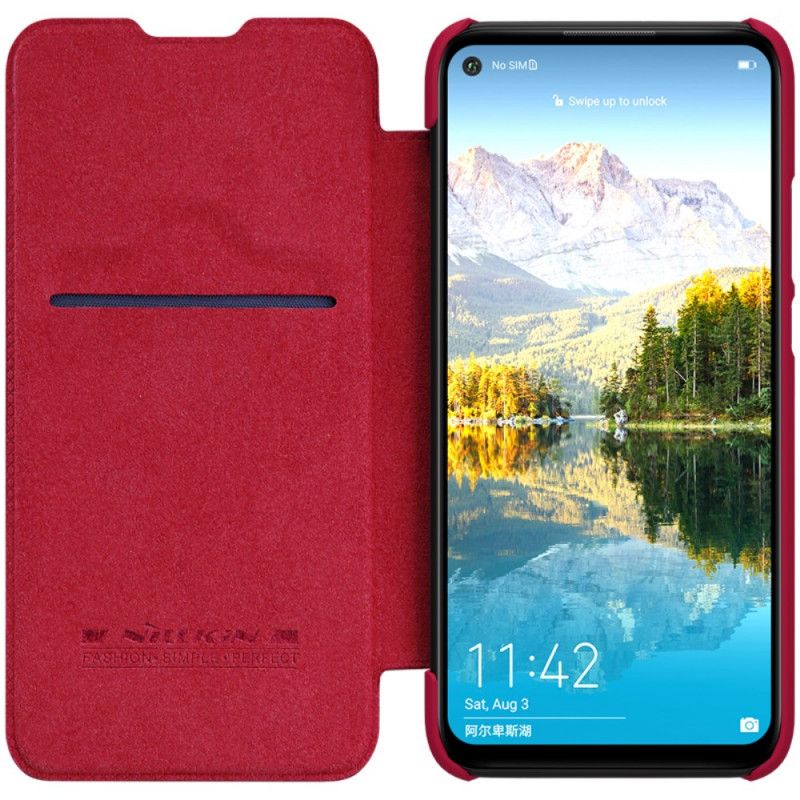 Læder Cover Huawei Mate 30 Lite Rød Nillkin Qin-Serie