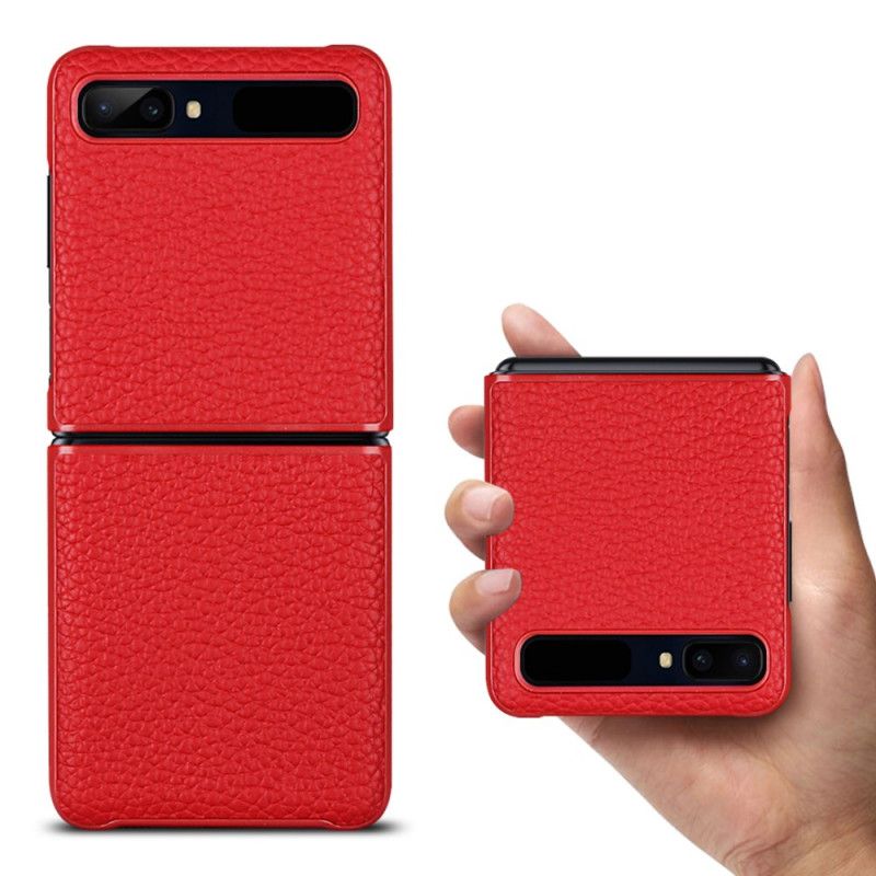 Cover Samsung Galaxy Z Flip Sort Ægte Lychee Læder