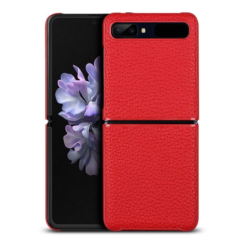 Cover Samsung Galaxy Z Flip Sort Ægte Lychee Læder