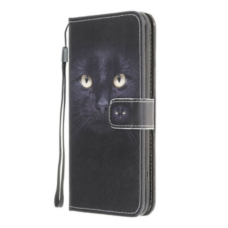 Flip Cover Samsung Galaxy M12 / A12 Med Snor Strappy Black Cat Eyes