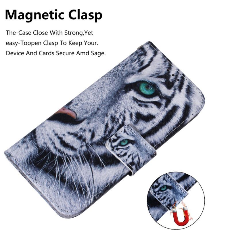 Flip Cover Læder for Huawei P Smart Pro Pro Hvid Tiger