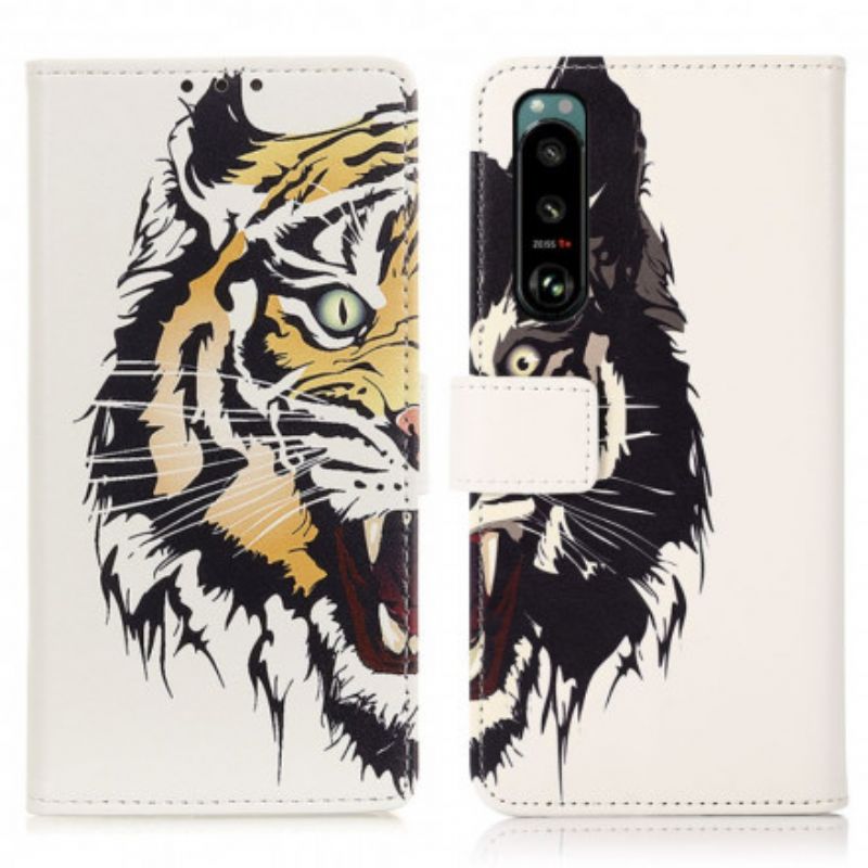 Flip Cover Til Sony Xperia 5 Iii Fierce Tiger