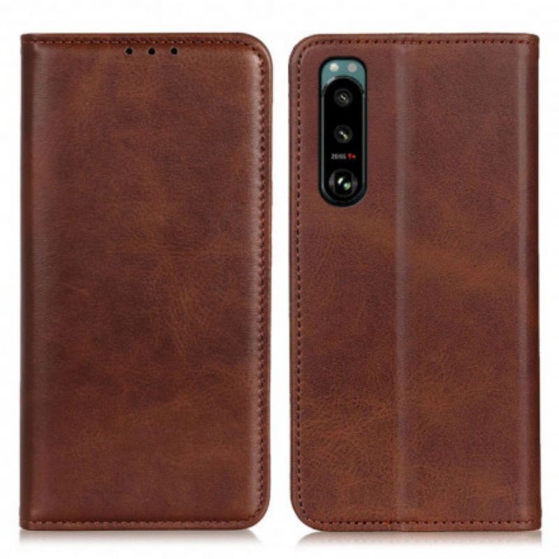 Læder Cover Sony Xperia 5 Iii Telefon Etui Split Læder Elegance