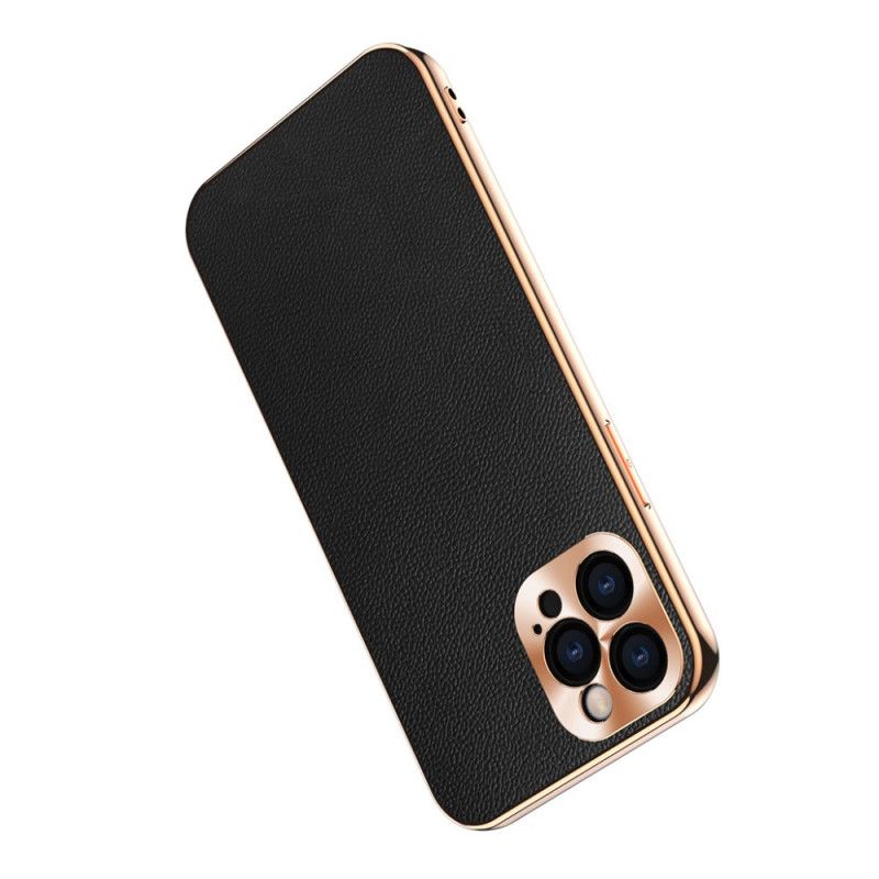 Cover for iPhone 12 / 12 Pro Sort Fotomodul Til Beskyttelse Af Ægte Læder