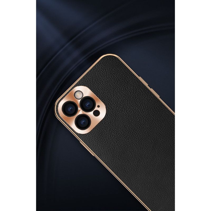 Cover for iPhone 12 / 12 Pro Sort Fotomodul Til Beskyttelse Af Ægte Læder