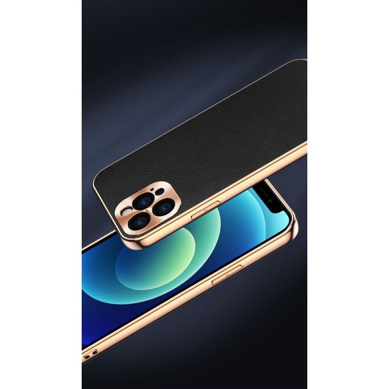 Cover for iPhone 12 / 12 Pro Sort Fotomodul Til Beskyttelse Af Ægte Læder