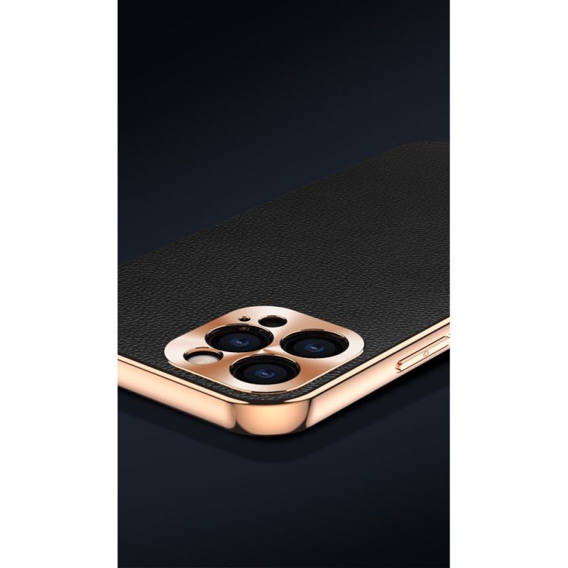 Cover for iPhone 12 / 12 Pro Sort Fotomodul Til Beskyttelse Af Ægte Læder