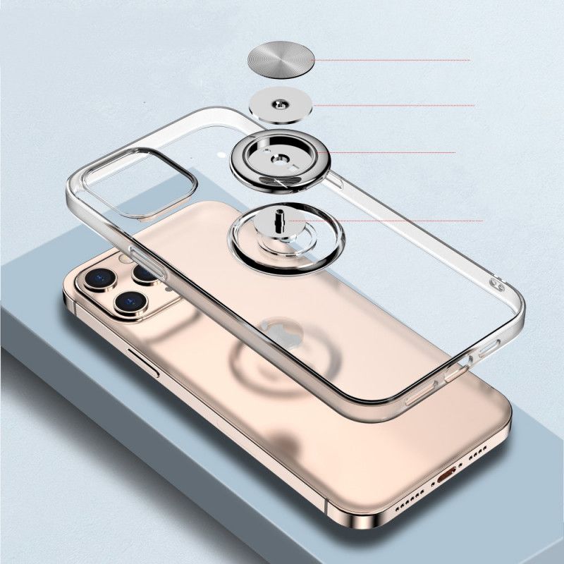 Cover for iPhone 12 / 12 Pro Sort Gennemsigtig Med Støttering