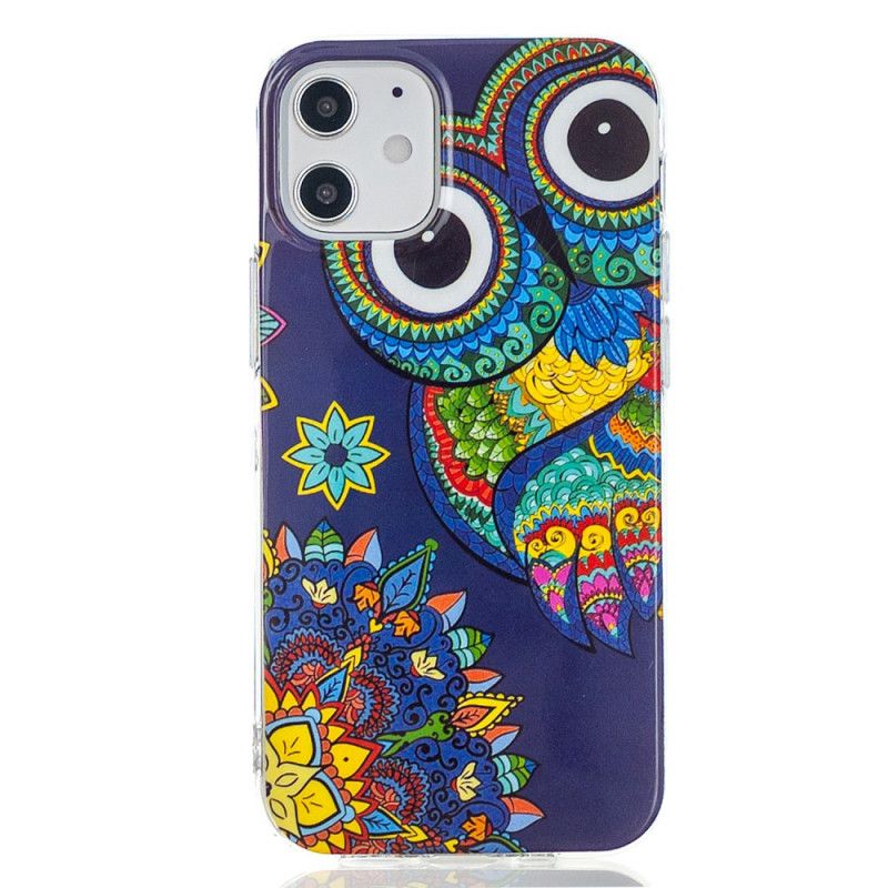 Cover iPhone 12 / 12 Pro Fluorescerende Mandala Ugle