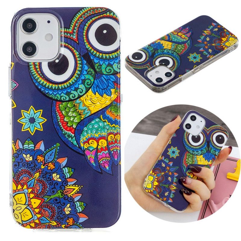 Cover iPhone 12 / 12 Pro Fluorescerende Mandala Ugle