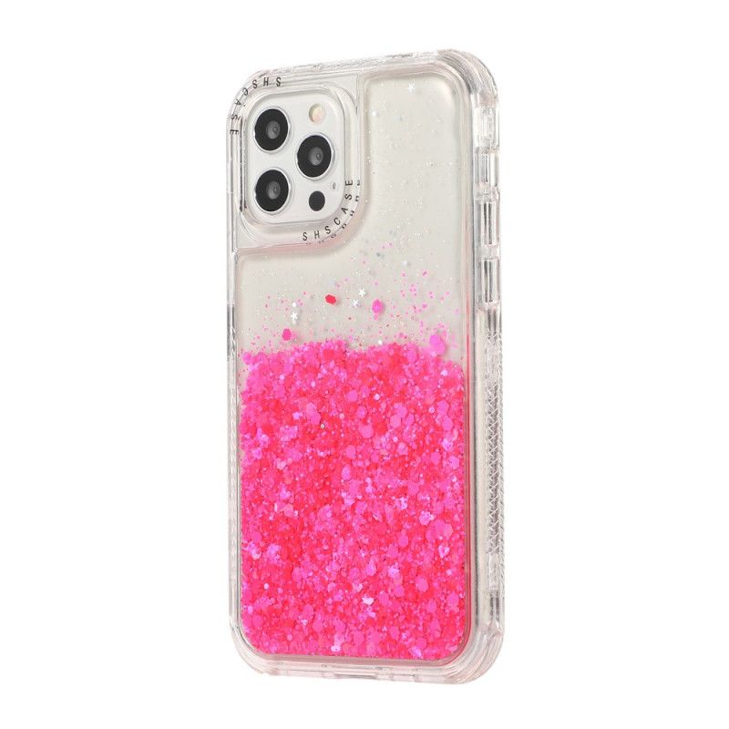 Cover iPhone 12 / 12 Pro Magenta Mobilcover Glitterpulver